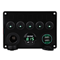 Miniatyrbillede 7 af 8: 12-24V 5-Knap Vippestrømbryderpanel Dobbelt USB Voltmeter til Bilbåd Marin Lastbil Grøn LED