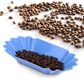 Miniatyrbillede 5 af 8: Fødevarekvalitet PP Plast Kaffe Bønner Prøvebakke Display Disk Tallerken Beholder Hjem Køkken Tilbehør Lyseblå