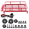 Pikkukuva 2 / 8: Metallinen kattoteline LED-valoilla Sopii MN 1/12 RC Crawler MN90 / MN90KRed