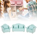 Miniatyrbilde 5 av 8: 3 stk 1:12 Mini Dukkehustrukket Sofa Pute Sett Tilbehør Rommøbler ToyMatcha Farge