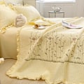 Miniatyrbillede 1 af 7: Bomuldsdyne Ren farve Hjemmode Elegant Tencel broderimønster Bomuld Sommerdyne Gul 200x230