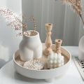 Miniatyrbilde 6 av 6: Rund serveringsbrett i plast Kosmetisk oppbevaringsbord Skrivebordsorganisator Beholder for snacks pynt Toalettskrin Standard Hvit