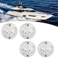 Miniatyrbillede 6 af 8: 4 stk. Klar Linse LED Rund Navigation Bagbord Hvid Lys 12V Krom Vandafvisende til Båd Yacht Lastbiler