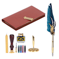 Miniatyrbillede 3 af 8: Dip Kalligrafi Pen Sæt Fjer Blæk Sæk Fyldepen Gaveæske Kit med Lak Segl Værktøj SP139033 Navy
