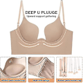 Miniatyrbilde 2 av 5: Deep U-plunge Push-up BH med klare stropper - Hudfarge - Størrelse 75A