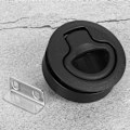 Miniatyrbillede 7 af 8: Sort Rund Flush Slam Spærre Dæksluge Træk Praktisk Båd Marin Hardware Tilbehør