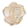 Miniatyrbilde 5 av 8: Hvit blomst Brosje Nål Kvinner Retro Elegant Utsøkt Legering Strass Kronblad Brosje for Bryllup Bankett