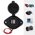 Miniatyrbilde 7 av 8: 3.1A Dobbel USB-lader Strømuttak Adapter Ladingfeste for bil ATV UTV Bobil Campingvogner