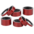 Miniatyrbilde 4 av 8: 2 sett karbonfiber 5/10/15/20 mm Sykkelheadset Gaffel Spacer Styre Sykkelbrikke Rød