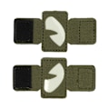 Miniatyrbillede 2 af 8: 2 stk. Cat Eyes Patch Reflekterende Krog-og-Øje Design Canvas Lysende Cat Eyes Patch til Hatte Uniform Rygsæk Udendørsaktiviteter Nattevandringer Militærgrøn
