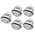 Miniatyrbilde 3 av 8: 5 stk trykknappsvippbrytere Rustfritt stål flat toppknapp med LED selvtilbakestilling strømtilbehør 12mmDC3‑6V Rød