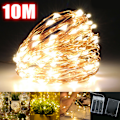 Miniatyrbillede 3 af 8: 10M LED Fe-lysstreng Batteridrevet Kobbertrådslampe Vandafvisende Juledekoration