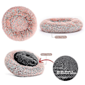 Miniatyrbillede 3 af 3: Rolig Vaskbar Plys Hundebed XL - Donut Stil, Læder Pink