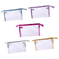 Miniatyrbillede 4 af 8: 5 stk gennemsigtige kosmetiske tasker Fem farver transparent mode PU-læder håndtaske makeup taske Rejseopbevaringstaske