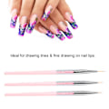 Pikkukuva 7 / 8: 3 kpl Nail Art Dotting Liner -harja UV-geelimaalaus Kynä Piirustusvälineet Set Strass-kahva (Pinkki)