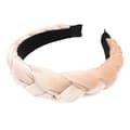 Flätad Twist Elastisk Halkfri Elegant Dampannband Enfärgad Bred Förhöjd Sammets Hårbåge Håraccessoarer Beige