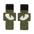 Miniatyrbillede 1 af 8: 2 stk. Cat Eyes Patch Reflekterende Krog-og-Øje Design Canvas Lysende Cat Eyes Patch til Hatte Uniform Rygsæk Udendørsaktiviteter Nattevandringer Militærgrøn