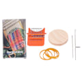 Miniatyrbilde 1 av 8: 10 kroker Mini vevstol Hjemmelaget liten vevstol med 6,5 cm treplate for håndverk DIY veving oransje