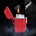 Miniatyrbilde 4 av 8: Bærbar gasslighter Vanntett vindtett lighter for røykere sigaretter Sigarett (rød)
