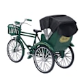 Miniatyrbilde 5 av 8: Rickshaw Modell Retro Design Dekorativ Interessant Legering 3 Hjul Rickshaw Skrivebords Ornament for Dekorasjon Grønn