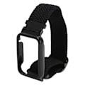 Miniatyrbild 1 av 8: Flätad Loop Strap för Mi Band 7 Pro Justerbar Elastisk Nylon Loop Armband med Skyddsram Svart Bandfodral