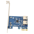 Miniatyrbillede 2 af 8: PCI E 1 til 2 Riser Card Bra fleksibilitet Høj stabilitet Pcie Splitter 1 til 2 PCIE Riser Card til Bitcoin Ethereum Mining Blå Plade