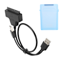 Miniatyrbillede 2 af 8: Harddisk Adapter Kabel SATA HDD/SSD Dobbelt Interface Konverteringskabel med 2.5in Beskyttelsesboks Blå