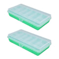Miniatyrbillede 2 af 8: 2ST Vandtæt Tackle Box Fiskegrejboks Organizer Fiske-Agnsboks Grøn