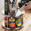 Miniatyrbillede 5 af 7: To-lags Roterende Organizer Plade Rustfrit Krydderi Køkkenstativ Pantry Skivebordsopbevaring