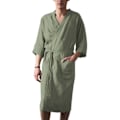 Pikkukuva 1 / 5: Puuvillapellavainen Miesten Aamutakki Yöasu 3/4 Hiha - Vihreä 2XL