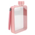 Miniatyrbillede 5 af 8: Flad Vandflaske Plast Lækagesikker Transparent Kvadratisk Bærbar A5-papir Vandflaske 380ml Rosa