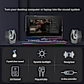 Miniatyrbilde 5 av 5: Stereo Gaming Datamaskin Høyttalere med 7 Fargede Lys - USB og 3,5 mm Kompatibel