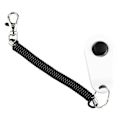 Pikkukuva 7 / 8: Koirien koulutusklikkeri Universal Interactive Pet Training Clicker mustalla pitkällä rannehihnalla ja renkaalla valkoinen