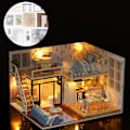 Miniatyrbild 5 av 8: DIY Miniatyr Modern Byggnadsmodell Trähus Montering Dockhus Kit Leksak Present