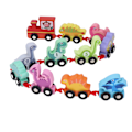 Pikkukuva 6 / 8: 11 kpl Dinosaurusjunarata - Piirretty puinen dinosaurusjuna numeroilla - Varhaiskasvatus - Rakennuspalikat - Leikkiauto