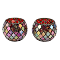 Miniatyrbilde 2 av 8: Te-farget Mosaikk Glass Lysestake Håndlaget Duftlys Kopp LED Lysstativ for Hjemmet