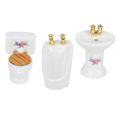 Miniatyrbild 5 av 8: 1/24 Dollhouse Miniatyr badrumsset Simulering Keramiskt badkar Toalett Handfat KitRose