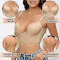 Miniatyrbilde 3 av 5: Deep U-plunge Push-up BH med klare stropper - Hudfarge - Størrelse 75A
