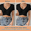 Miniatyrbillede 5 af 5: Low Cut Deep U Plunge Push Up BH med Klar Rygstropper - Sort 85B