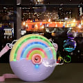 Miniatyrbillede 6 af 8: Elektrisk sæbeboblemaskine Rainbow automatisk sæbebobleblæser med lys og musik sommer udendørs legetøjs sæbeboblemaskine