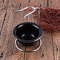 Miniatyrbillede 6 af 8: Barberkostestativ i rustfrit stål Skål til barberingssæbe og sort barberingsskål