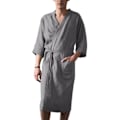 Miniatyrbild 1 av 3: Bomull Linne Herr Badrock Nattkläder 3/4 Ärm Sovkläder Badrock Dressing Gown 2XL Grå