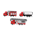 Miniatyrbillede 6 af 8: 3 stk 1:50 Brandbilslegetøj Simuleret Legering Træk Tilbage Bilmodel Fødselsdagsgave til Børn KidPull Back Brandbilsæt