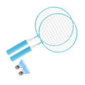 Pikkukuva 4 / 8: Lasten badmintonmailasetti Iso verkko, pehmeä liukumaton kahva Mukava ote Lasten badmintonmailat 2 pallolla Sininen