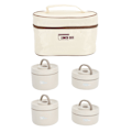 Miniatyrbillede 1 af 8: Isoleret madkasse 304 rustfrit stål forseglet multifunktionel bærbar rund termisk Bento-boks med varmepose Beige 4 stk