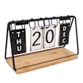 Miniatyrbillede 8 af 8: Skrivebords Flip Kalender Jernram Træbase Stående Evighedskalender med Måned Dato Ugedage
