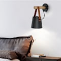 Miniatyrbillede 6 af 8: 110-240V Indendørs LED Vægslampe Træ Sconce Lampe til Soveværelse Stue Gangsort