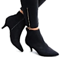 Miniatyrbillede 2 af 3: Sorte Ankelstøvler med Spids Tå og Lave Kitten Heels (Størrelse 41)