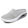 Miniatyrbillede 3 af 4: Ortopædiske Diabetes Luftpude Slip-on Vandresko, Grå Mesh Flatform Kile Slider