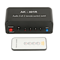 Miniatyrbild 1 av 8: 4 Way RCA Switcher Multifunktionell 4 in 1 Out RCA Stereo Switch Selector med IR-fjärrkontroll för DVD-spelkonsol